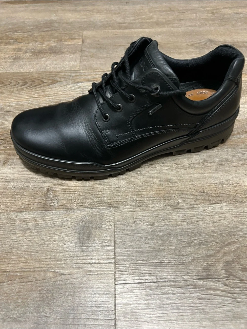 Ecco Track 6 Men SZ 46 US‎ 12 Gore-Tex Low Black Leather Lace-Up Boots Lug Sole